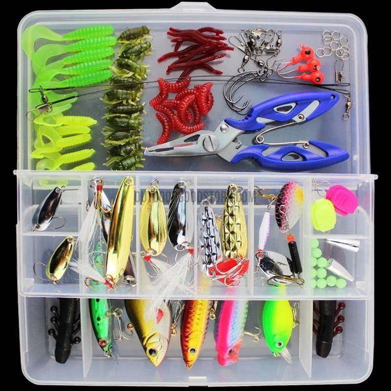 Fishing Lures Kit, Tackle Bait Kit Set, Fishing Lures Accessories Kit with  Tackle Box，Included Fishing Gear and Equipment Crankbait Soft Worm Spinner