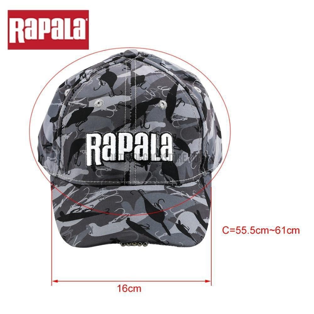 Adjustable Rapala Camouflage LED Light Fishing Hat Cap – Outdoor