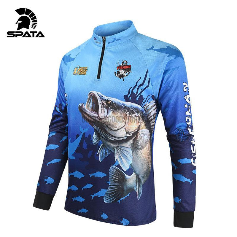 Blue UV Summer Bass Fishing Shirt Jersey Quick Dry – Outdoor Good