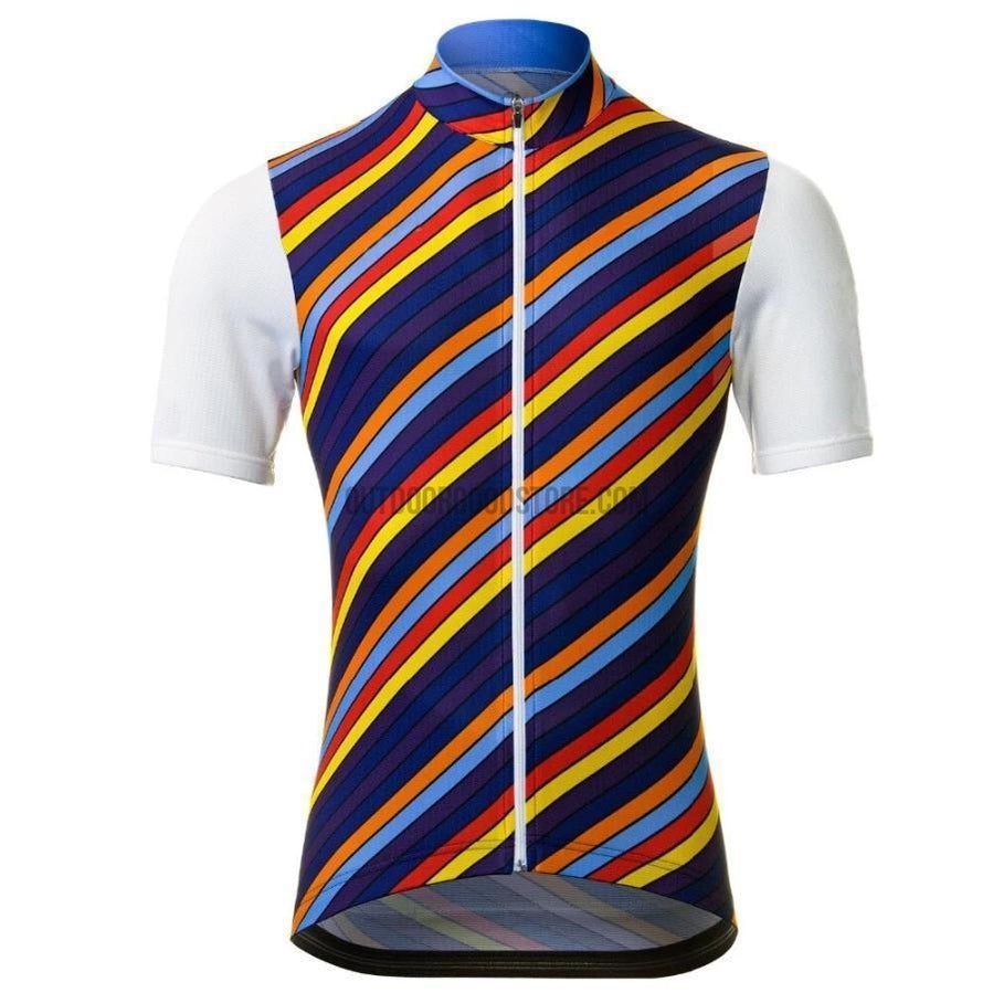 Diagonal Colorful Striped Rainbow Retro Cycling Jersey – Outdoor Good Store