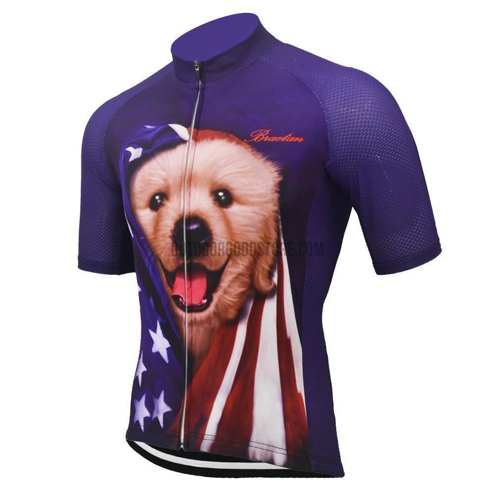 Golden Retriever Lab Dog American Flag Retro Cycling Jersey