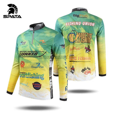 Green Yellow Long Sleeve Fishing Jersey Shirt-Fishing Clothing-Outdoor Good Store