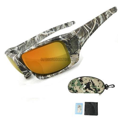 Polarized Camouflage Sunglasses for Fishing and Hunting, Blue Lens