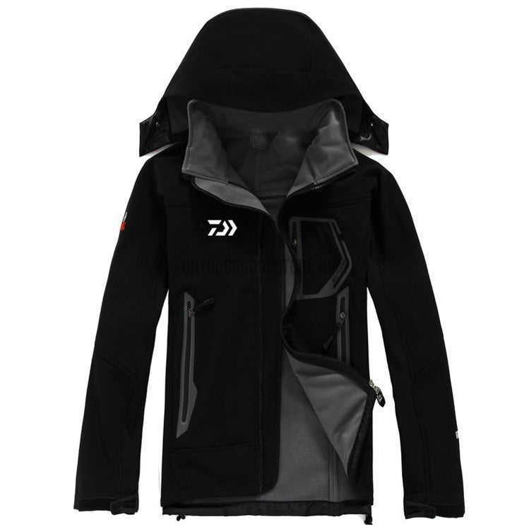 daiwa fishing hoodie nylon jacket black