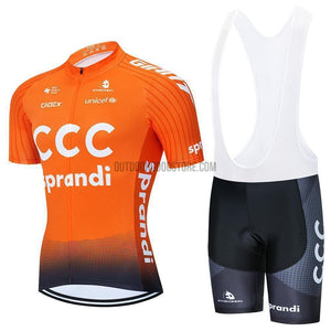 2020 Pro Team CCC Orange Cycling Jersey Bib Kit-cycling jersey-Outdoor Good Store
