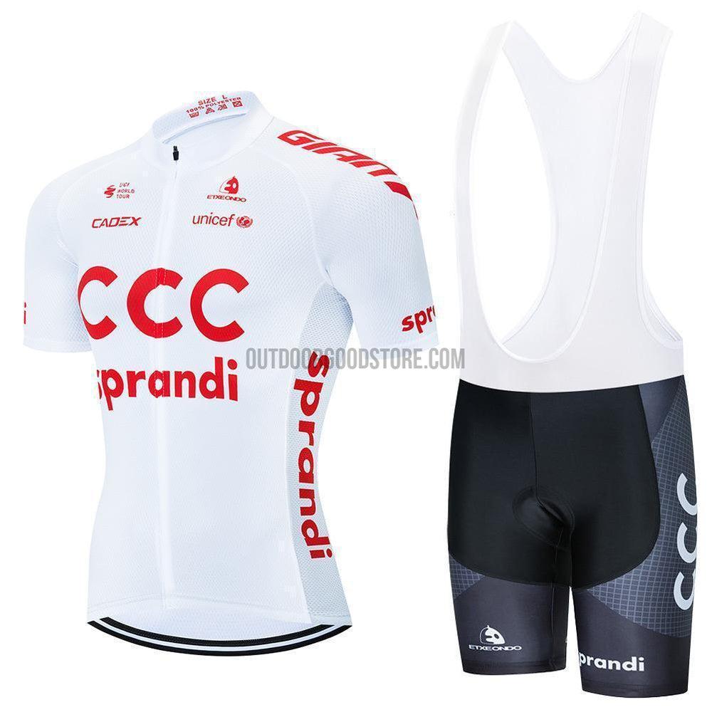 2020 Pro Team CCC White Cycling Jersey Bib Kit-cycling jersey-Outdoor Good Store