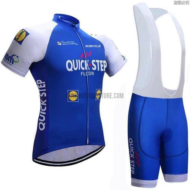 Team Quick Step Blue Retro Cycling Jersey Kit-cycling jersey-Outdoor Good Store