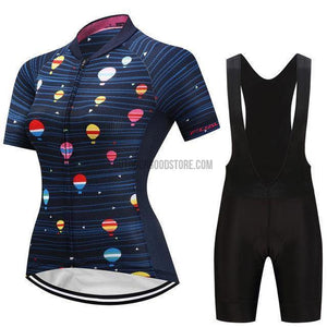 Women's Black Blue Air Balloon Cycling Jersey Kit-cycling jersey-Outdoor Good Store