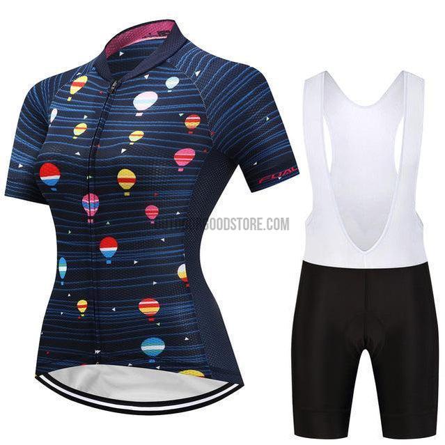 Women's Black Blue Air Balloon Cycling Jersey Kit-cycling jersey-Outdoor Good Store