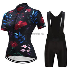 Women's Black Flowers Cycling Jersey Kit-cycling jersey-Outdoor Good Store