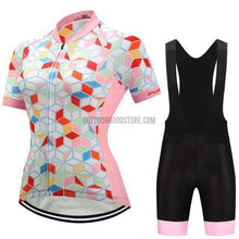 Women's White Pink Geometric Pattern Cycling Jersey Kit-cycling jersey-Outdoor Good Store