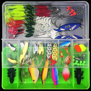 101pcs Fishing Lures Kit hard baits soft baits Pliers Hooks&two-layer tackle  Box