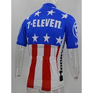7 Eleven 11 USA Descente Blue Retro Cycling Jersey-cycling jersey-Outdoor Good Store