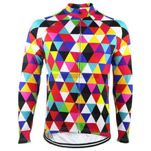 Abstract Art Bright Triangles Long Sleeve Cycling Jersey-cycling jersey-Outdoor Good Store