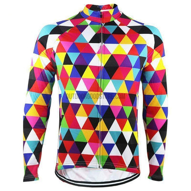 Abstract Art Bright Triangles Long Sleeve Cycling Jersey-cycling jersey-Outdoor Good Store