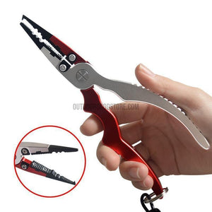 Aluminum Fishing Pliers Split Ring Cutters Holder Tackle with Sheath & Retractable Tether Combo Hook Remover-Fishing Tools-Outdoor Good Store