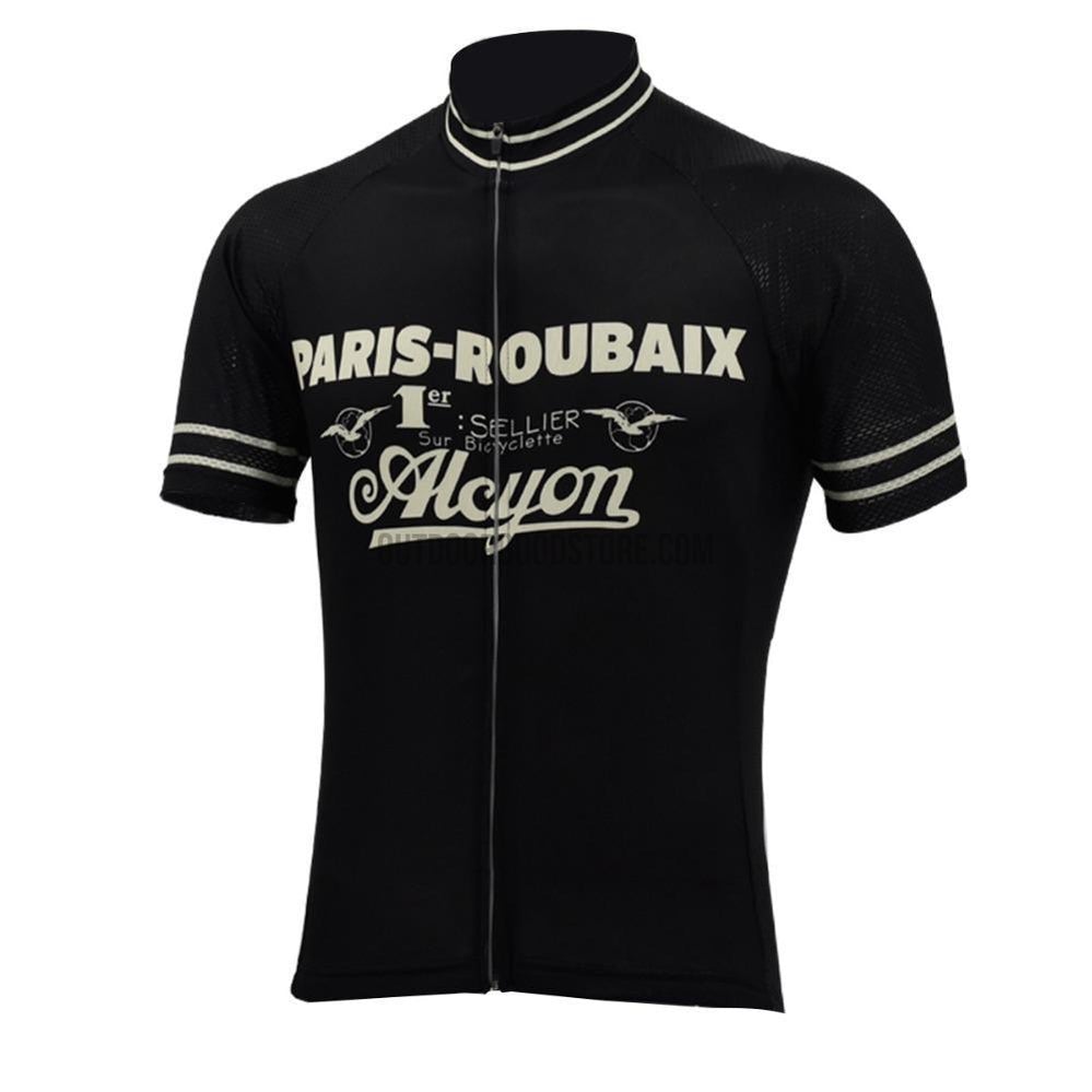 Black Paris Roubaix Alcyon Retro Cycling Jersey-cycling jersey-Outdoor Good Store