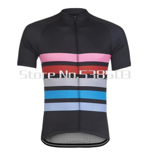 Black Striped Retro Cycling Short Jersey-cycling jersey-Outdoor Good Store