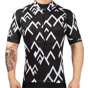 Black White Arrows Mountains Mosaic Pattern Retro Cycling Jersey-cycling jersey-Outdoor Good Store