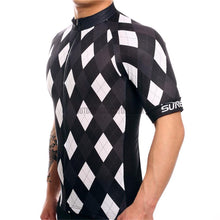 Black White Diamonds Mosaic Pattern Retro Cycling Jersey-cycling jersey-Outdoor Good Store