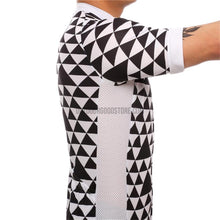 Black White Triangles Mosaic Pattern Retro Cycling Jersey-cycling jersey-Outdoor Good Store