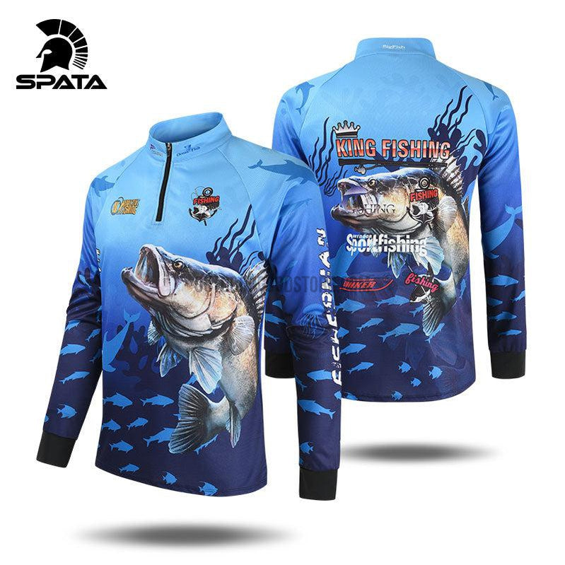 Summer long-sleeved fishing shirt, breathable and quick-drying outdoor  men's fishing clothes