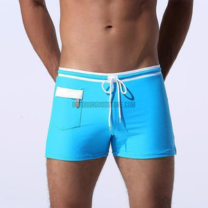 Boxer Brief Swim Shorts Solid Colors with Pocket-Body Suits-Outdoor Good Store