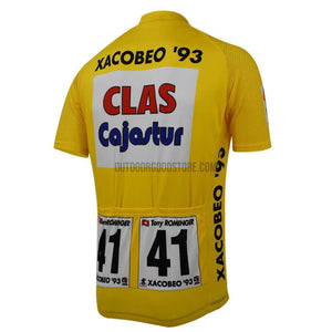 Clas Cajastur Xacobeo Yellow Retro Cycling Jersey-cycling jersey-Outdoor Good Store