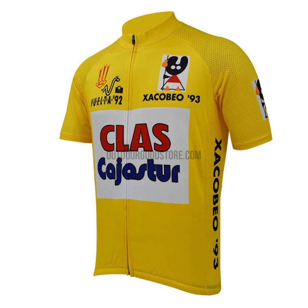 Clas Cajastur Xacobeo Yellow Retro Cycling Jersey-cycling jersey-Outdoor Good Store