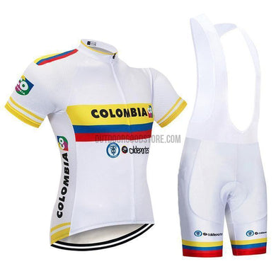 Colombia White Pro Retro Short Cycling Jersey Kit-cycling jersey-Outdoor Good Store