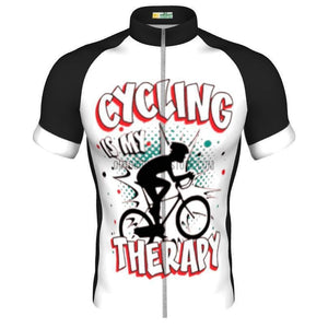 Cycling Is My Therapy Retro Cycling Jersey (Customizable)-cycling jersey-Outdoor Good Store