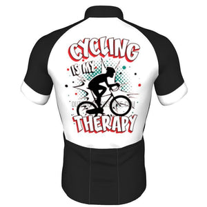 Cycling Is My Therapy Retro Cycling Jersey (Customizable)-cycling jersey-Outdoor Good Store