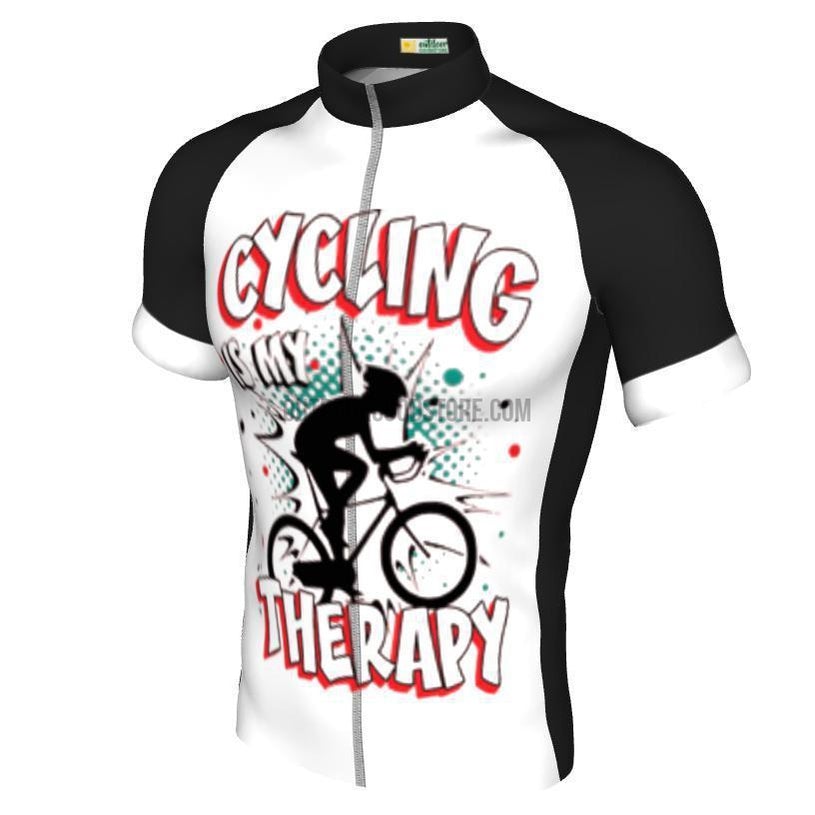 Cycling Is My Therapy Retro Cycling Jersey (Customizable)-cycling jersey-Outdoor Good Store