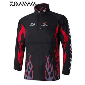 DAIWA Flames Long Sleeve Fishing Jersey Shirt-fishing jersey-Outdoor Good Store
