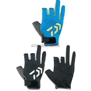 Daiwa 3/5 Fingerless Anti-Slip Leather Fishing Gloves-Outdoor Good Store