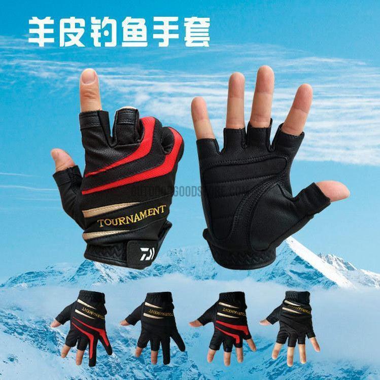 Daiwa Tournament 3/5 Fingerless Leather Fishing Gloves – Outdoor