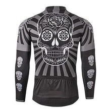 Day of Dead Black Grey Skull Long Sleeve Cycling Jersey-cycling jersey-Outdoor Good Store