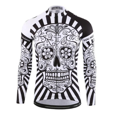Day of Dead Skull Long Sleeve Cycling Jersey-cycling jersey-Outdoor Good Store