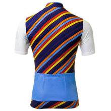Diagonal Colorful Striped Rainbow Retro Cycling Jersey-cycling jersey-Outdoor Good Store