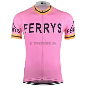 Ferrys Pink Retro Cycling Jersey-cycling jersey-Outdoor Good Store