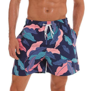 Flamingo Floral Tropical Fruit Swim Shorts Trunks-Surfing & Beach Shorts-Outdoor Good Store