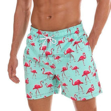 Flamingo Floral Tropical Fruit Swim Shorts Trunks-Surfing & Beach Shorts-Outdoor Good Store