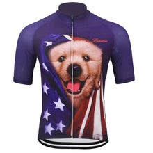 Golden Retriever Lab Dog American Flag Retro Cycling Jersey-cycling jersey-Outdoor Good Store