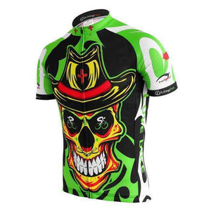 Green Skull Cowboy Retro Cycling Jersey-cycling jersey-Outdoor Good Store