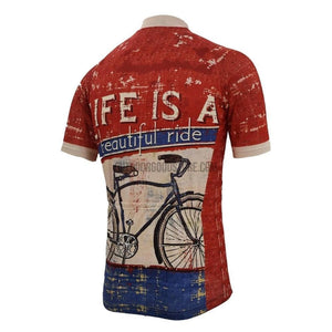 Life Is A Beautful Ride Vintage Retro Cycling Jersey-cycling jersey-Outdoor Good Store