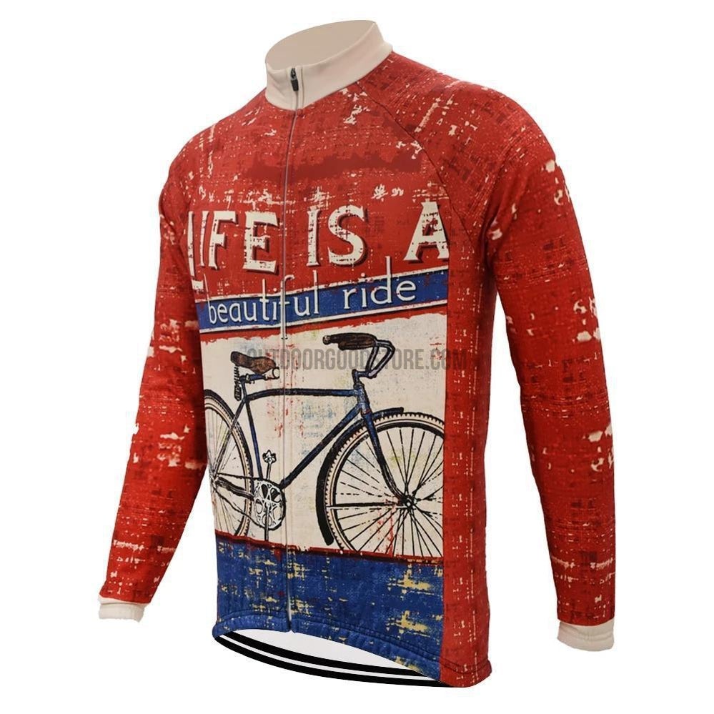 Life is a Beautiful Ride Long Sleeve Cycling Jersey-cycling jersey-Outdoor Good Store
