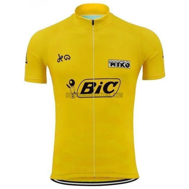 Luis Ocana Spain Yellow BIC Retro Cycling Jersey-cycling jersey-Outdoor Good Store