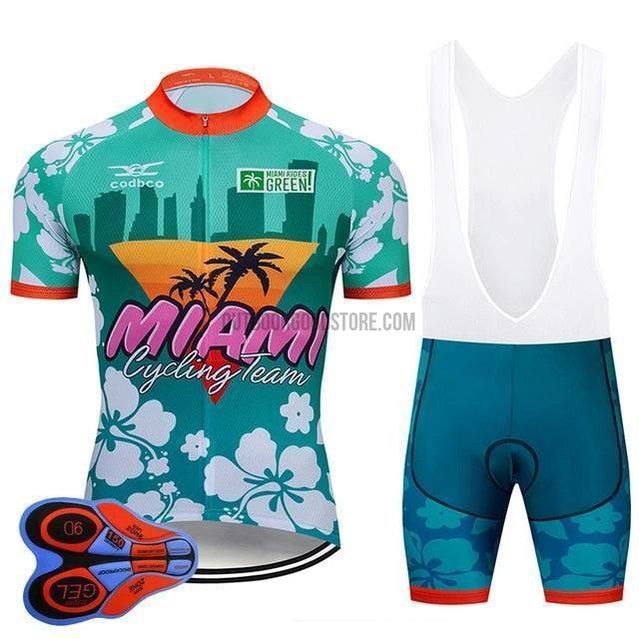 Miami Retro Cycling Jersey Bib Kit-cycling jersey-Outdoor Good Store
