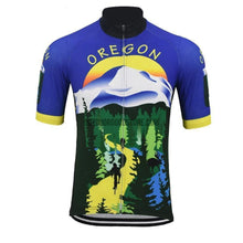 Oregon Outdoor Trees Mountains Retro Cycling Jersey-cycling jersey-Outdoor Good Store