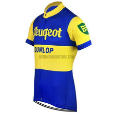 Peugeot Dunlop Blue Yellow Retro Cycling Jersey-cycling jersey-Outdoor Good Store